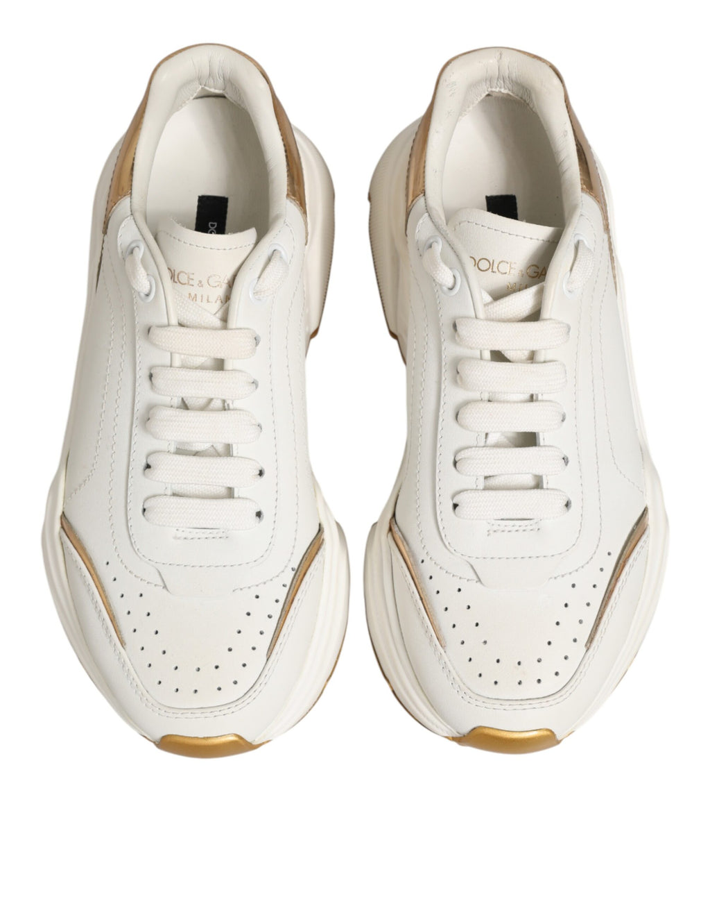 Dolce & Gabbana White Gold Daymaster Low Top Sneakers Shoes