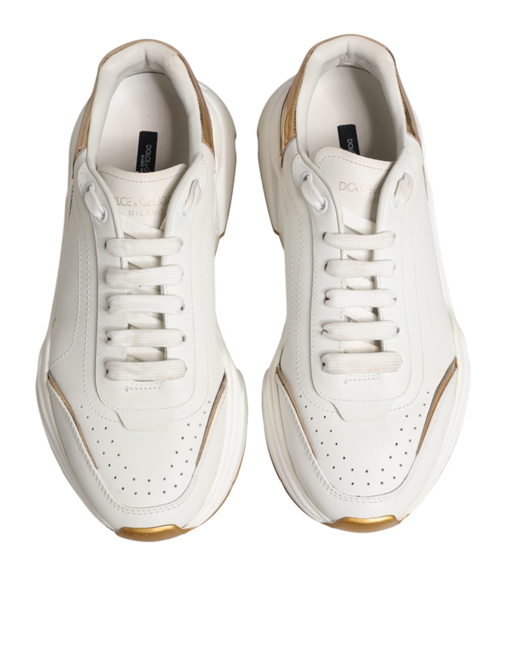 Dolce & Gabbana White Gold Daymaster Low Top Sneakers Shoes