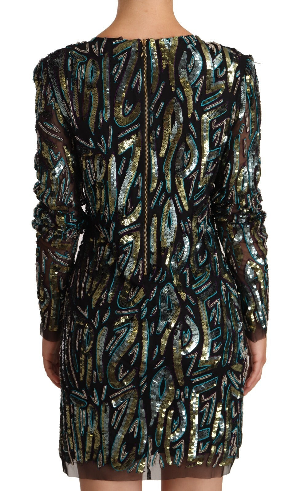 Patrizia Pepe Sheath Multicolor Sequin Long Sleeves Mini Dress