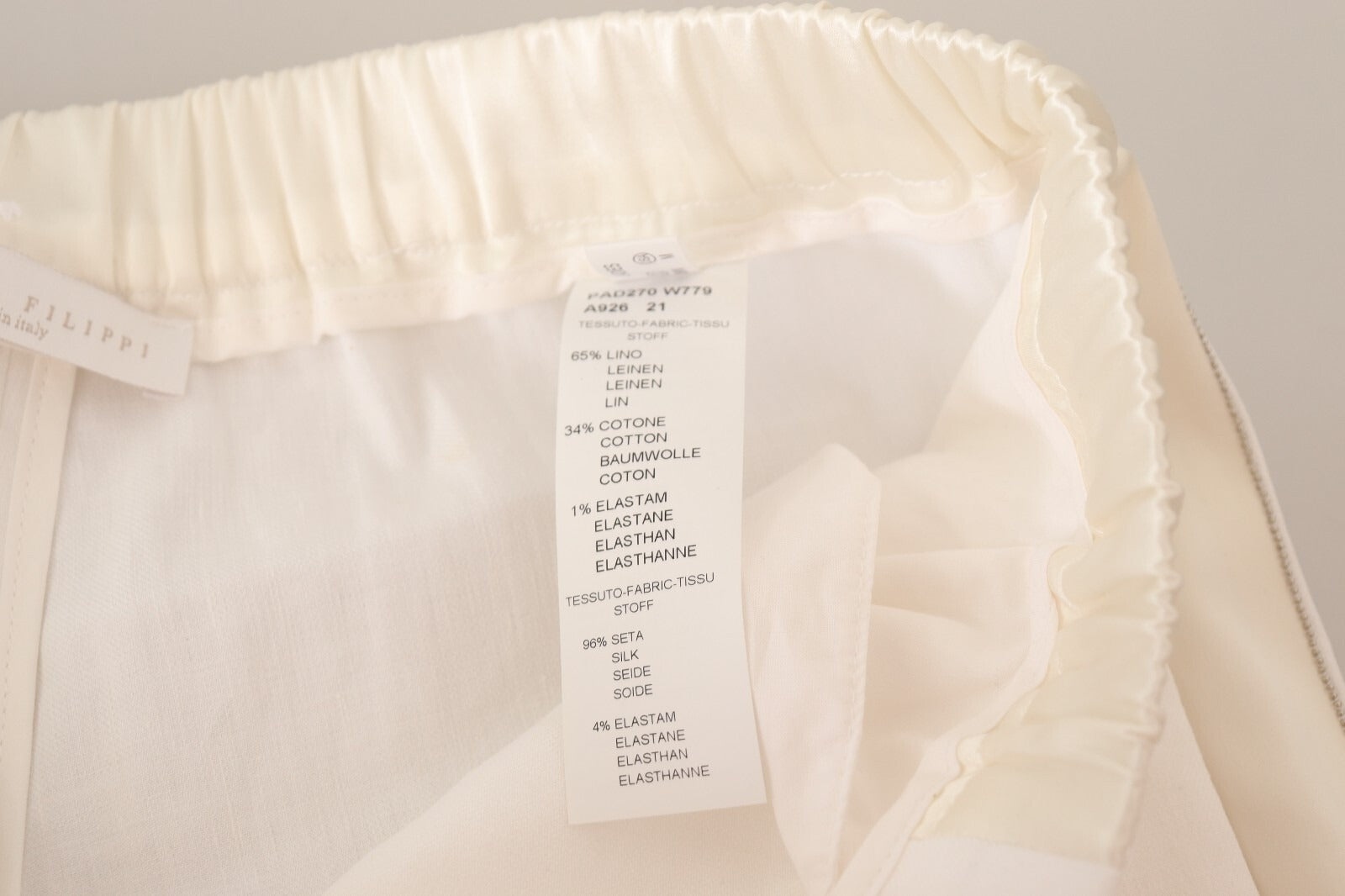 Fabiana Filippi Linen White High Waist Straight Formal Trouser Pants