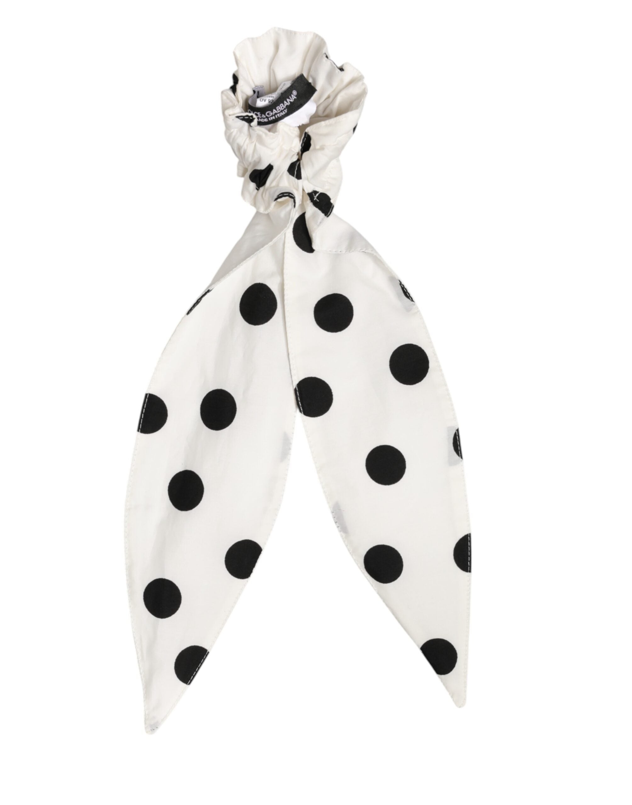 Dolce & Gabbana Coletero Algodón Blanco Lunares Pañuelo Accesorio para el Pelo
