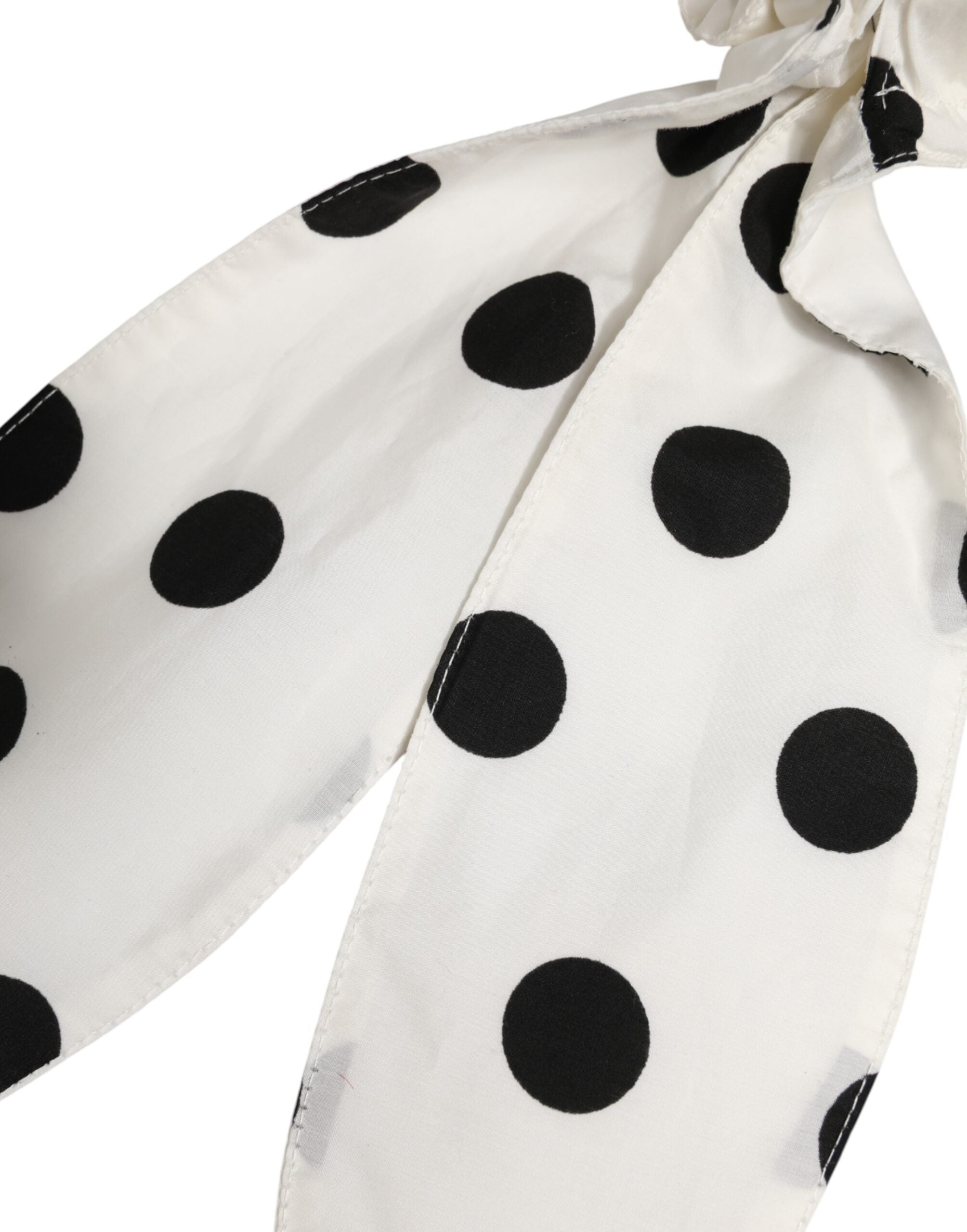 Dolce & Gabbana Coletero Algodón Blanco Lunares Pañuelo Accesorio para el Pelo