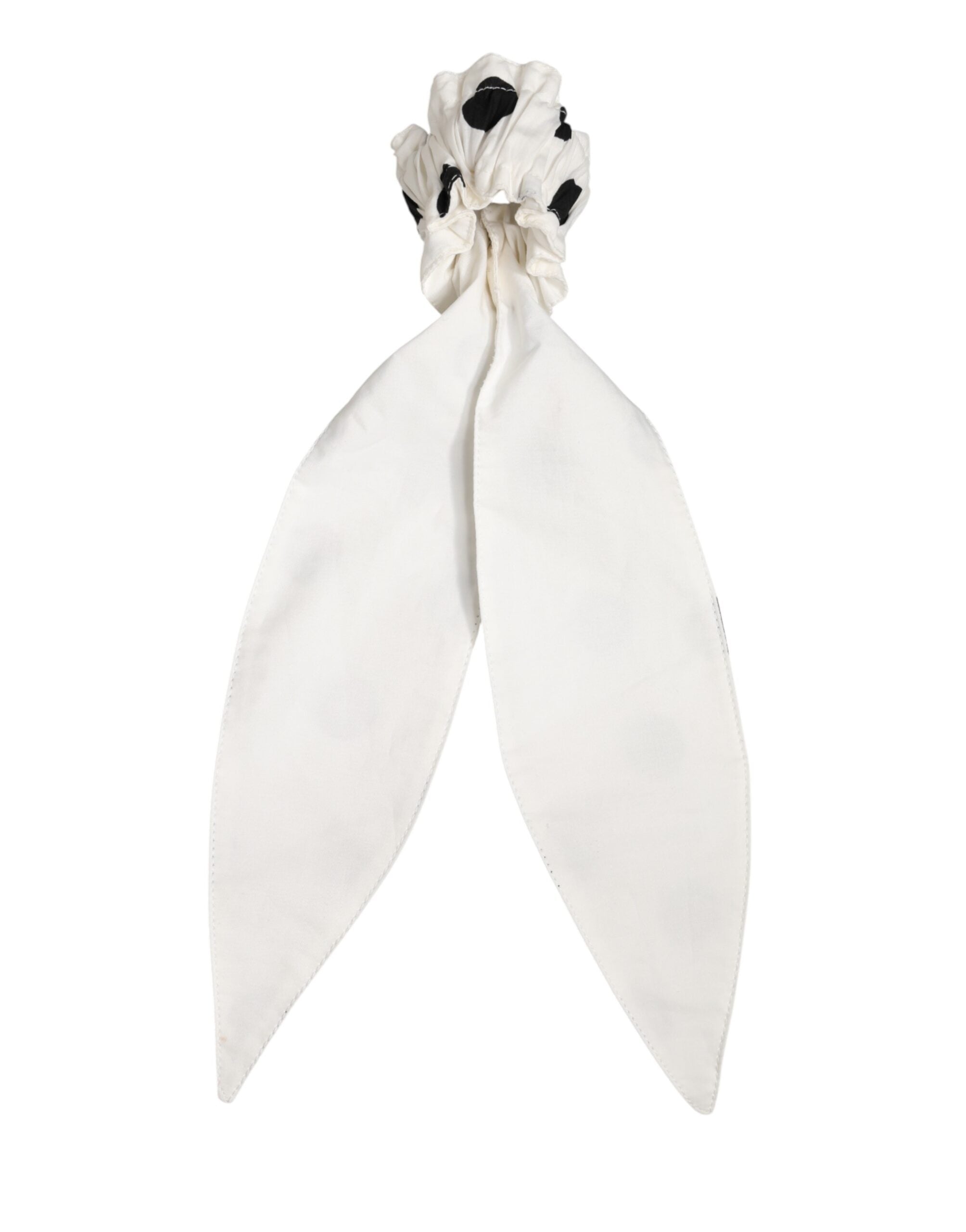 Dolce & Gabbana Coletero Algodón Blanco Lunares Pañuelo Accesorio para el Pelo