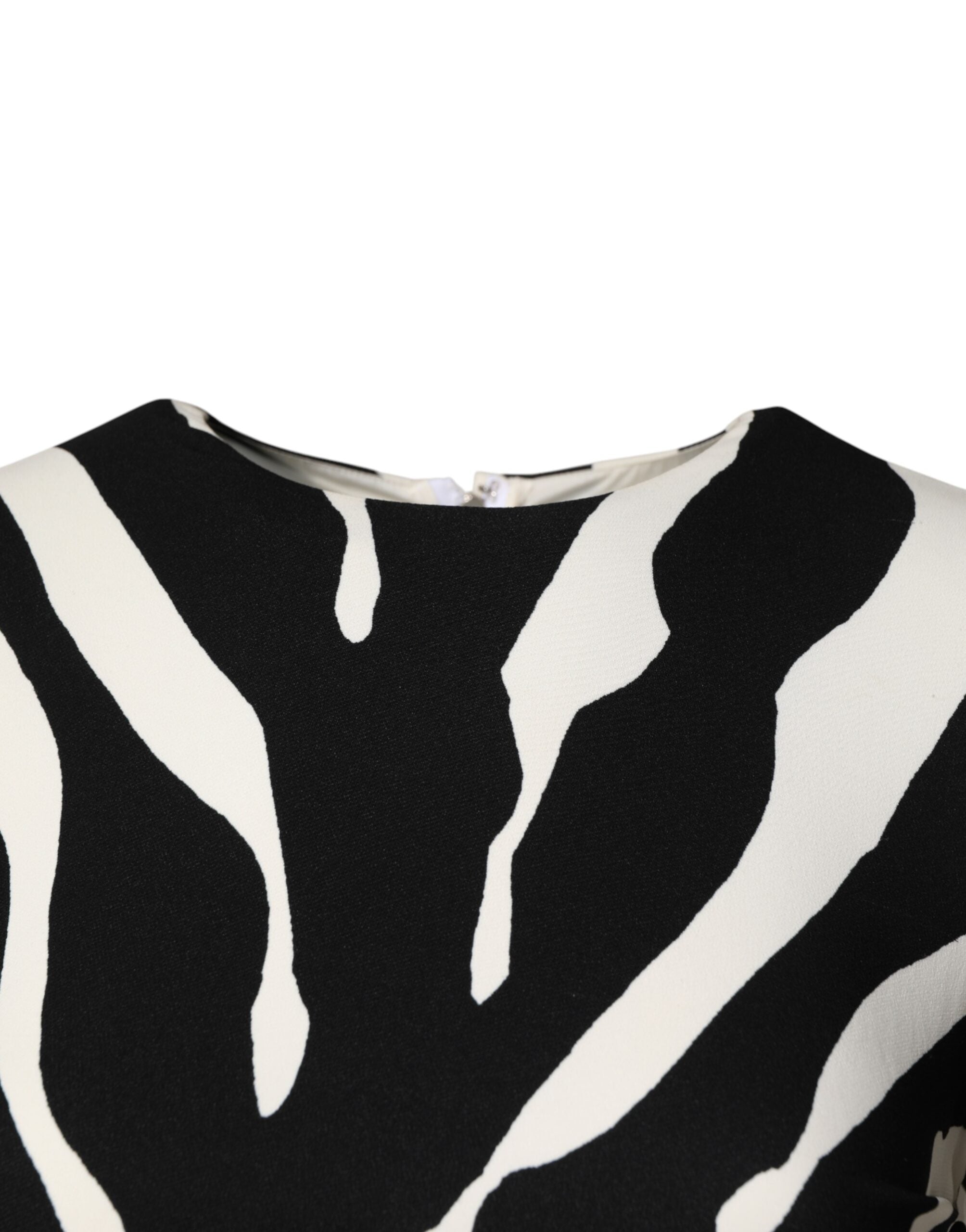 Vestido tubo midi de viscosa con estampado de cebra blanco y negro de Dolce & Gabbana
