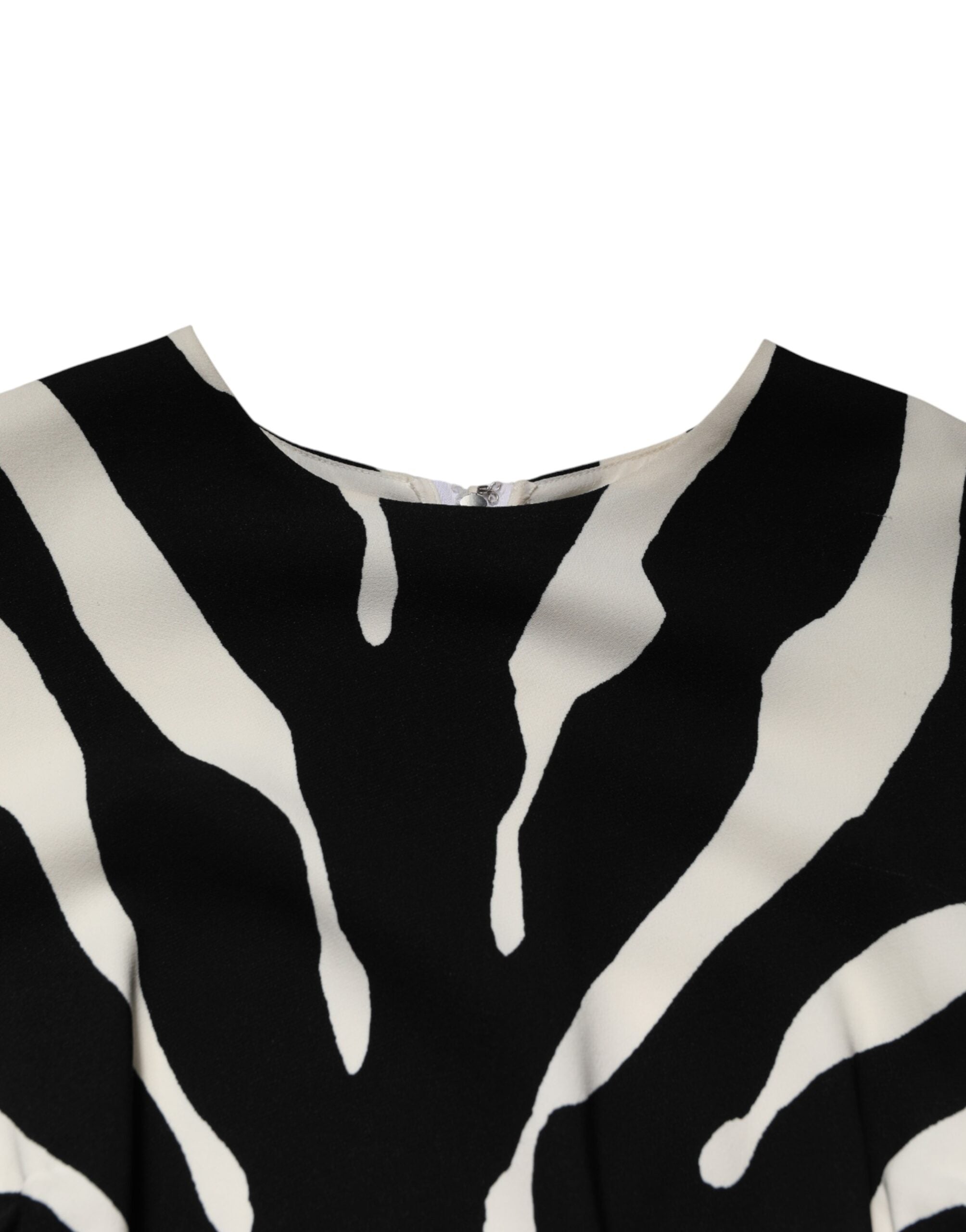 Vestido tubo midi de viscosa con estampado de cebra blanco y negro de Dolce & Gabbana