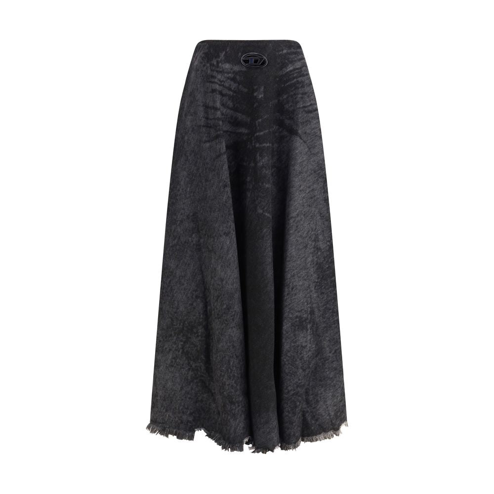 Diesel Black Cotton Long Skirt
