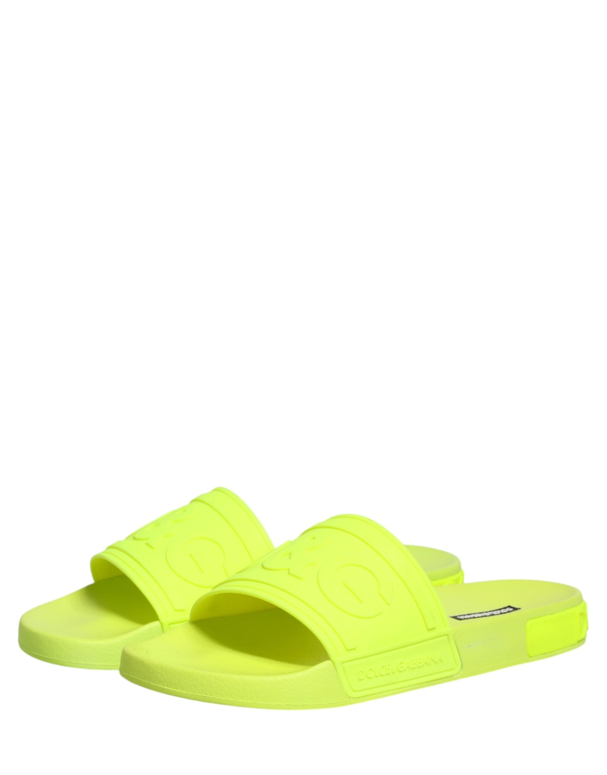 Dolce & Gabbana Green Rubber Slides Sandals Beachwear Shoes