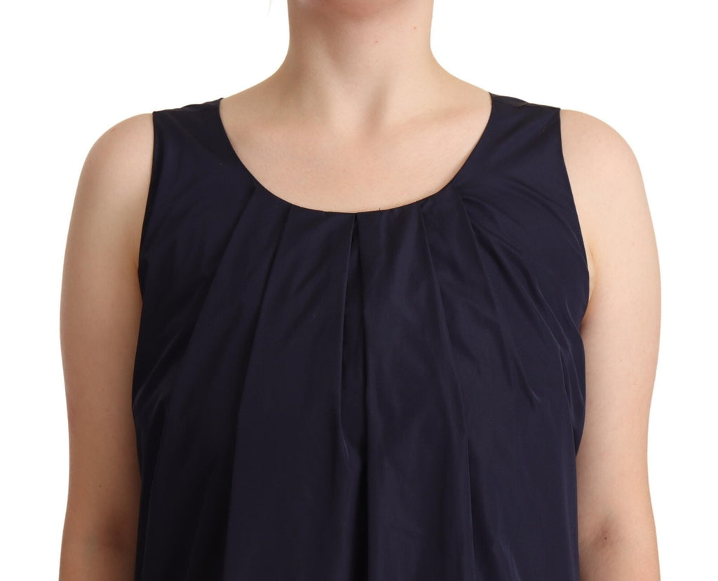 P.A.R.O.S.H. Navy Blue Sleeveless Round Neck Mermaid Long Dress