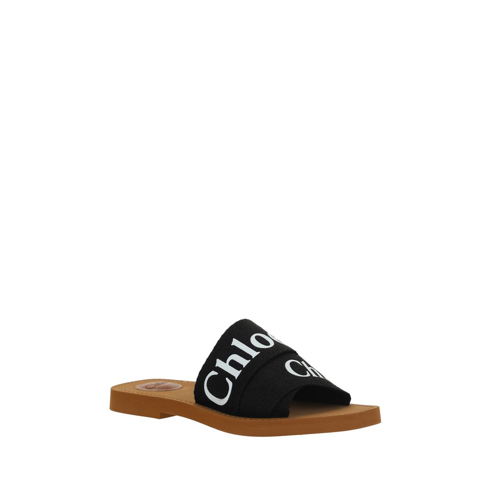 Chloé Black Rubber Flat Sandals