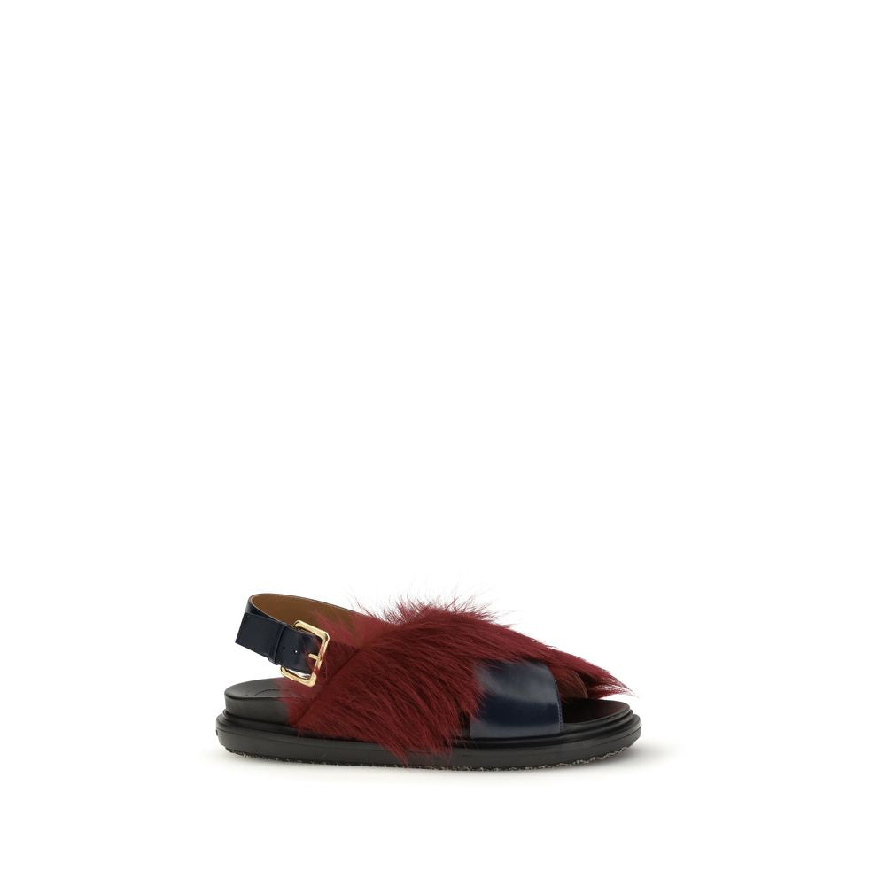 Sandalias planas de piel de becerro multicolor Bos Taurus de Marni
