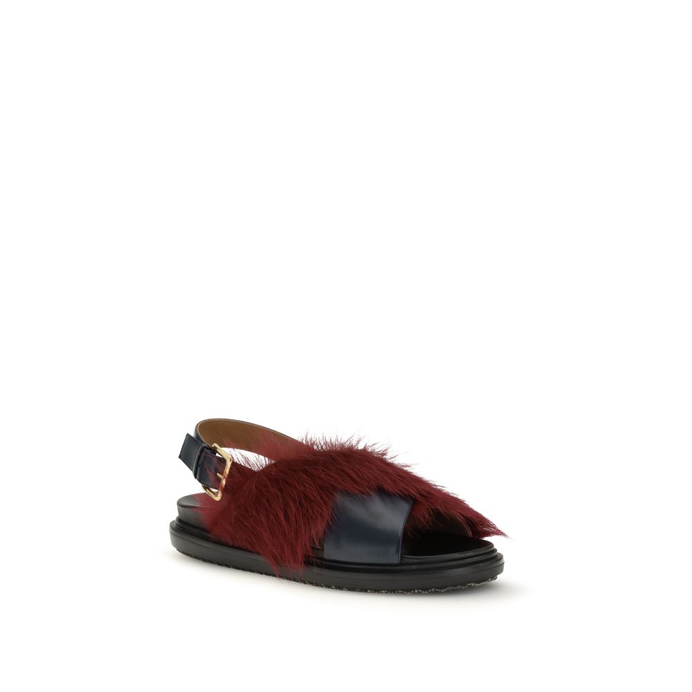 Sandalias planas de piel de becerro multicolor Bos Taurus de Marni