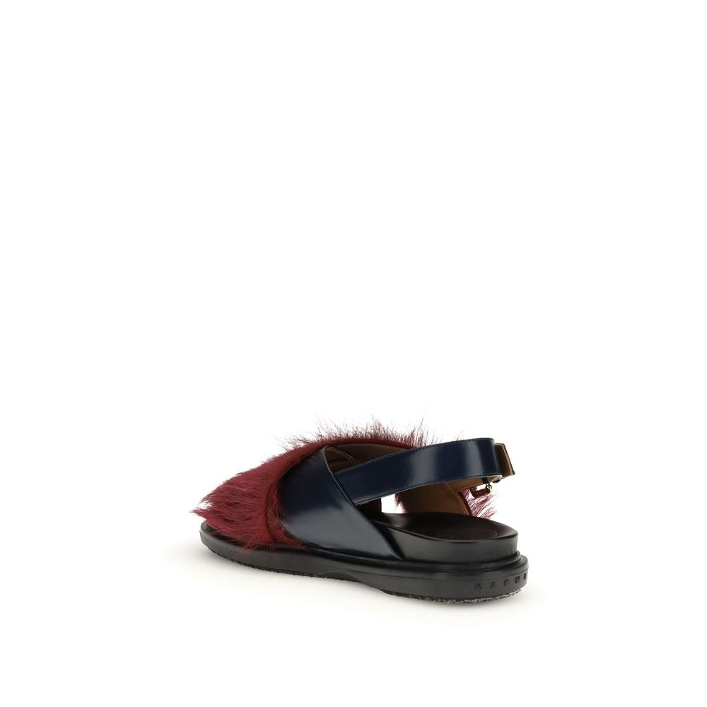 Sandalias planas de piel de becerro multicolor Bos Taurus de Marni