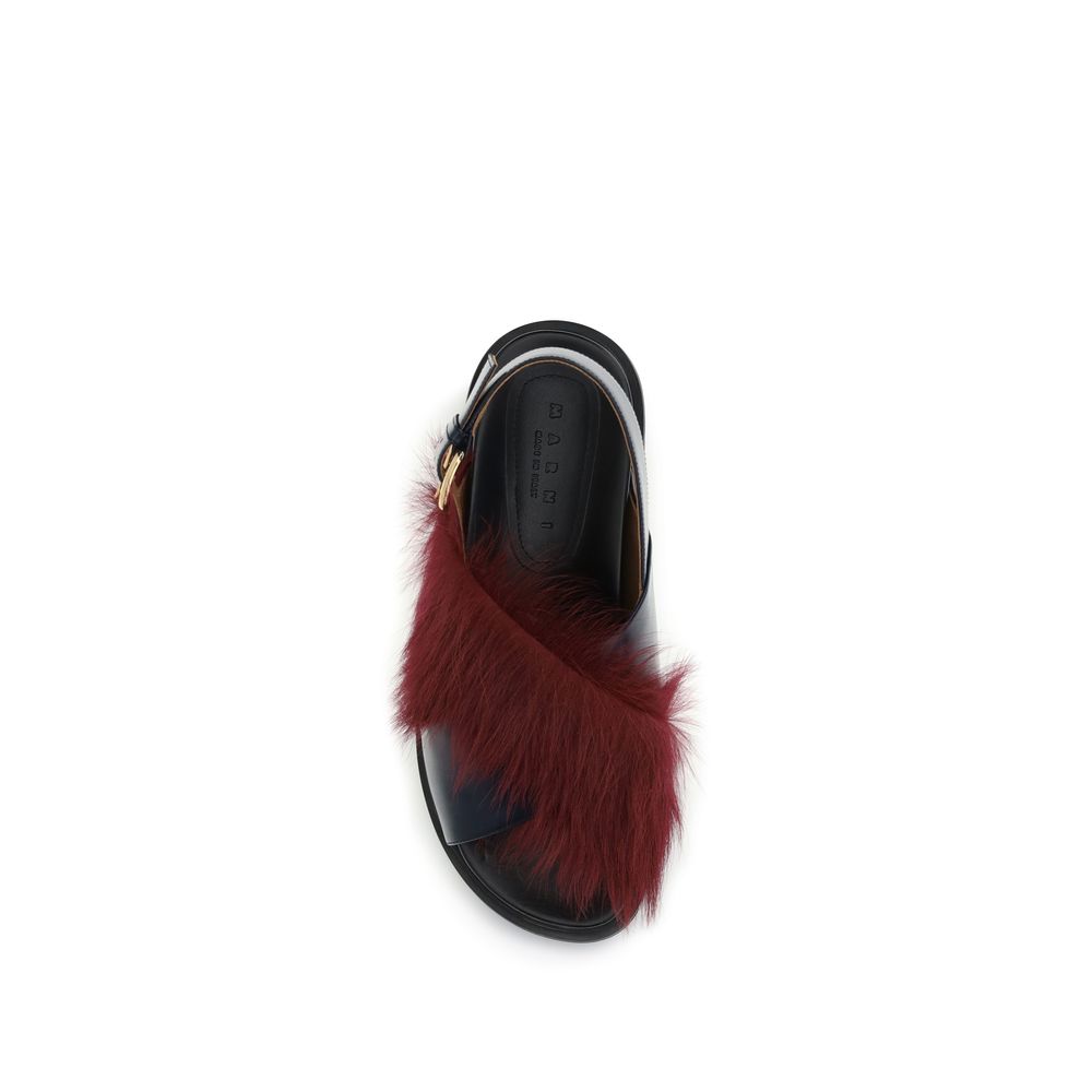 Sandalias planas de piel de becerro multicolor Bos Taurus de Marni