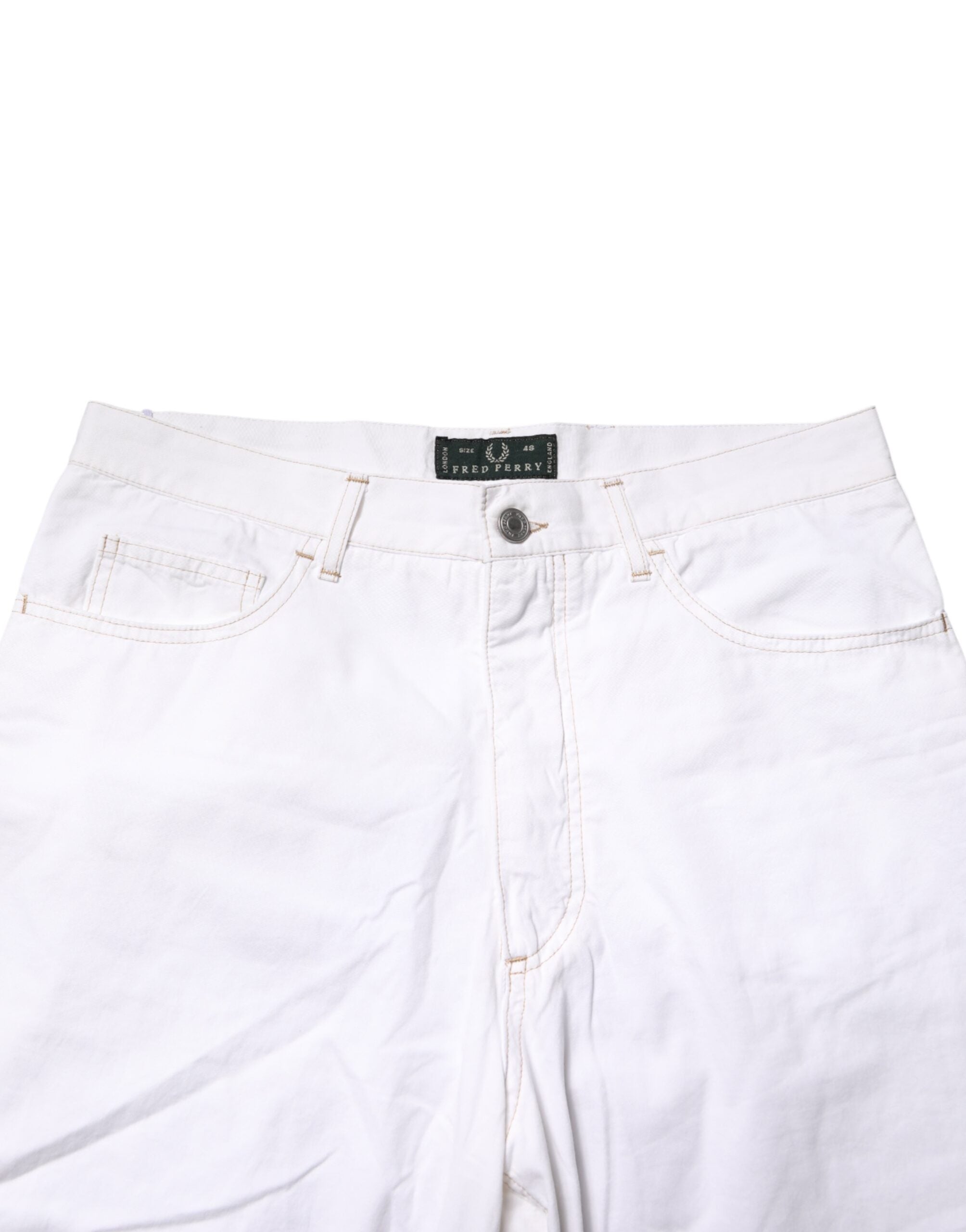 Vaqueros Fred Perry de algodón blanco de talle medio para hombre