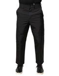 Valentino Black Mid Waist Men Tapered Dress Trouser Pants