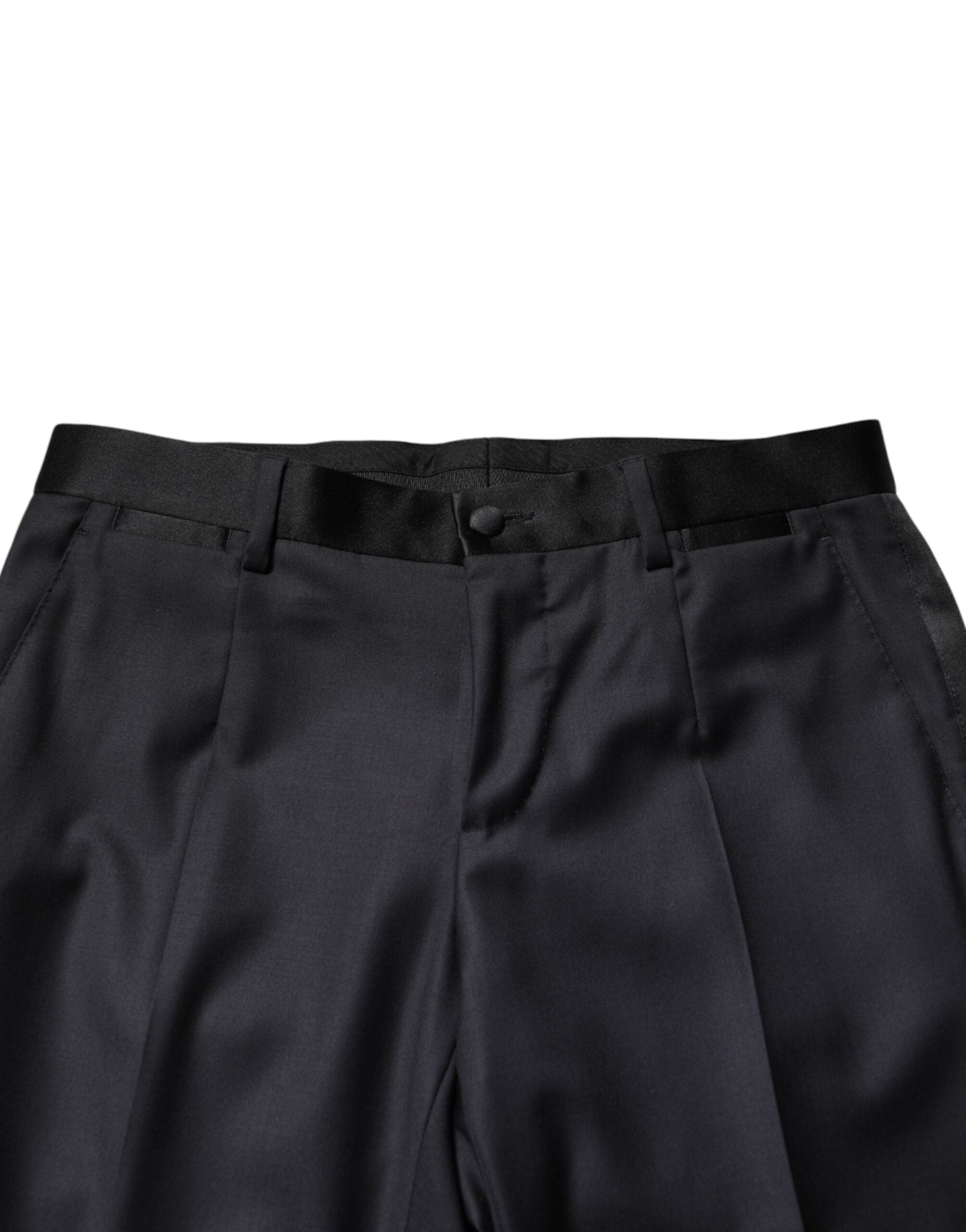Traje de hombre de 3 piezas de lana negra de botonadura sencilla de Dolce & Gabbana