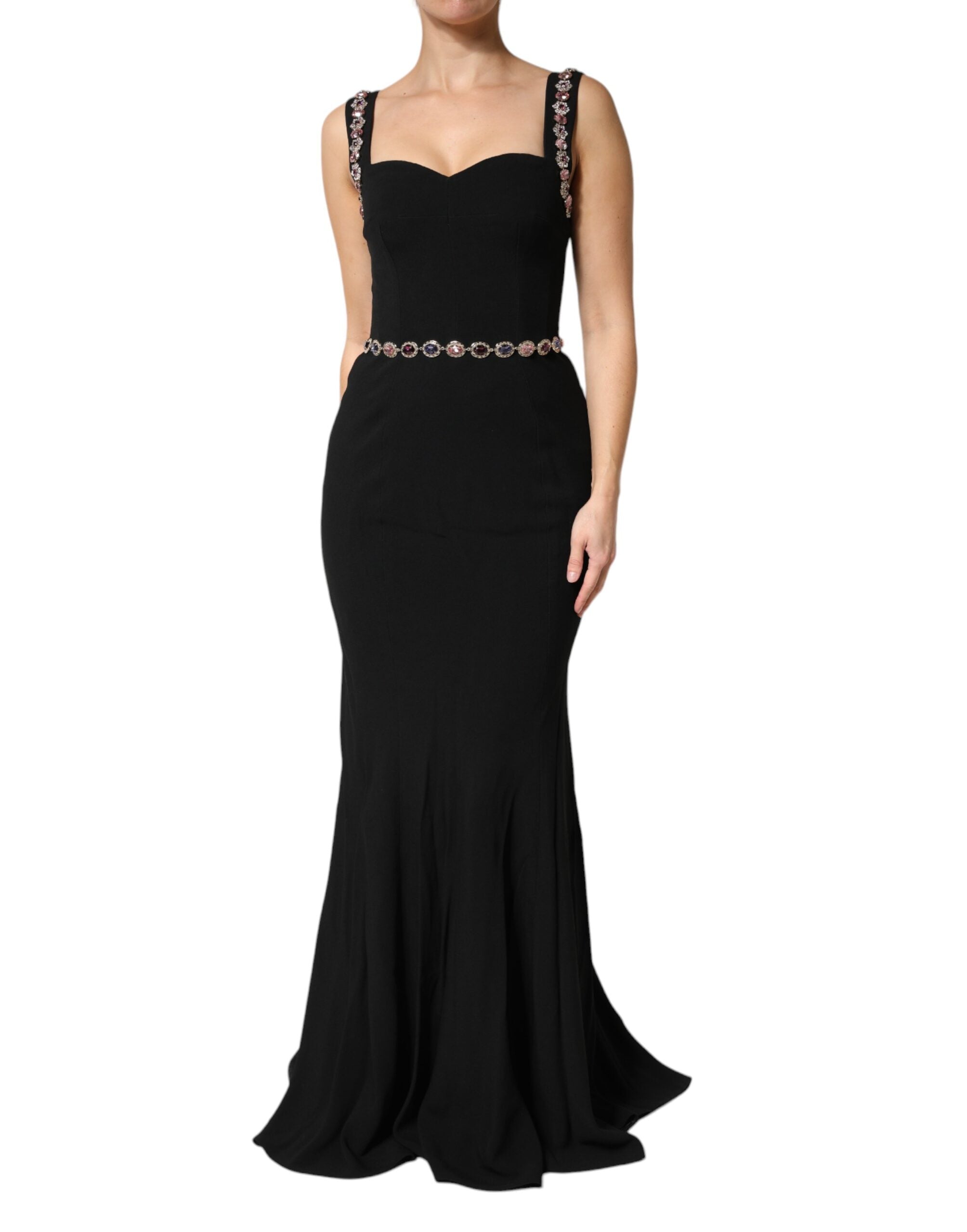 Vestido de noche sirena negro embellecido Dolce & Gabbana