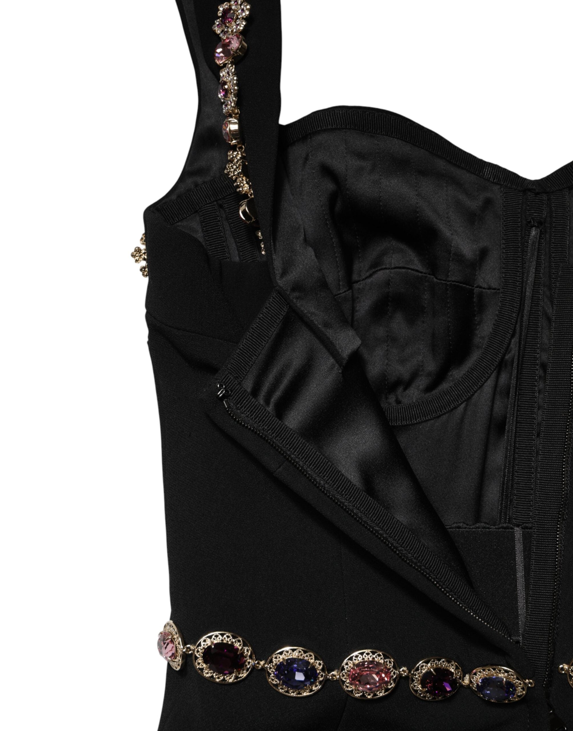 Dolce & Gabbana Black Embellished Sheath Mermaid Gown Dress