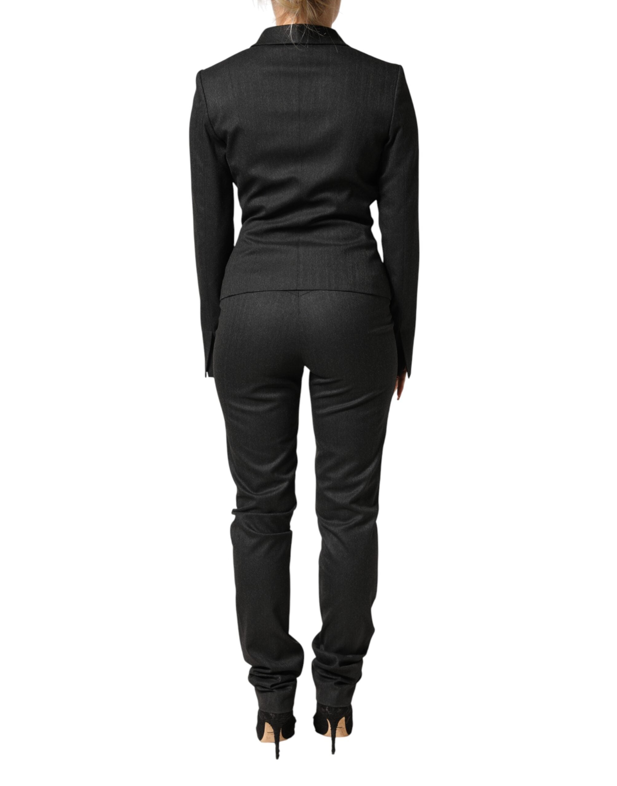 Exte Black Double Breasted Pants Blazer Jacket 2 Piece Suit