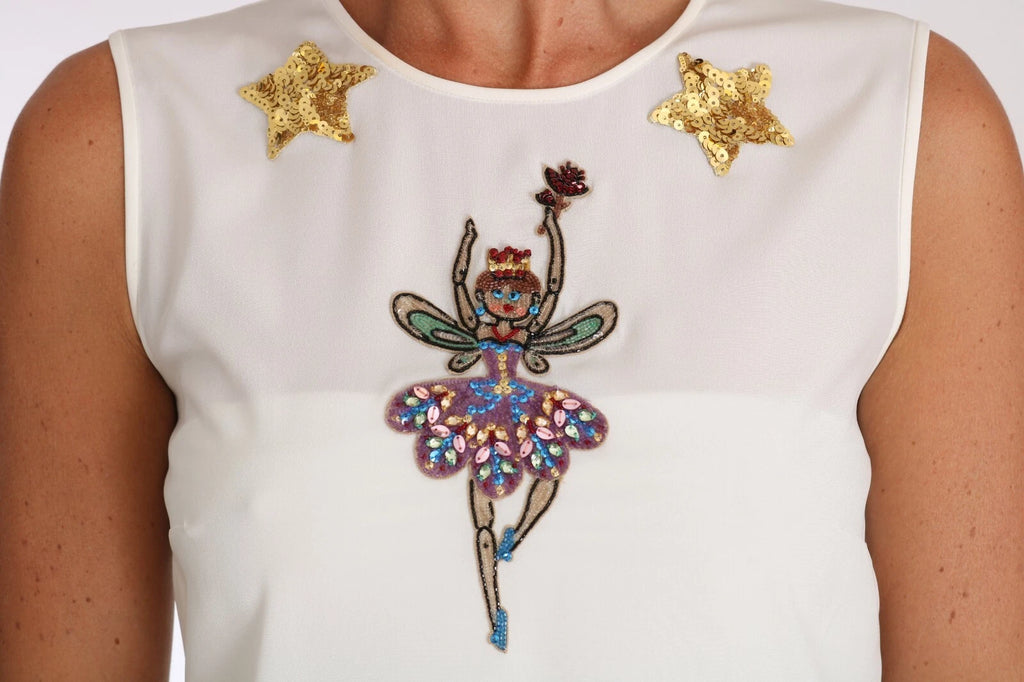 Top de Hada con Lentejuelas de Cristal Bordadas Blanco Dolce & Gabbana