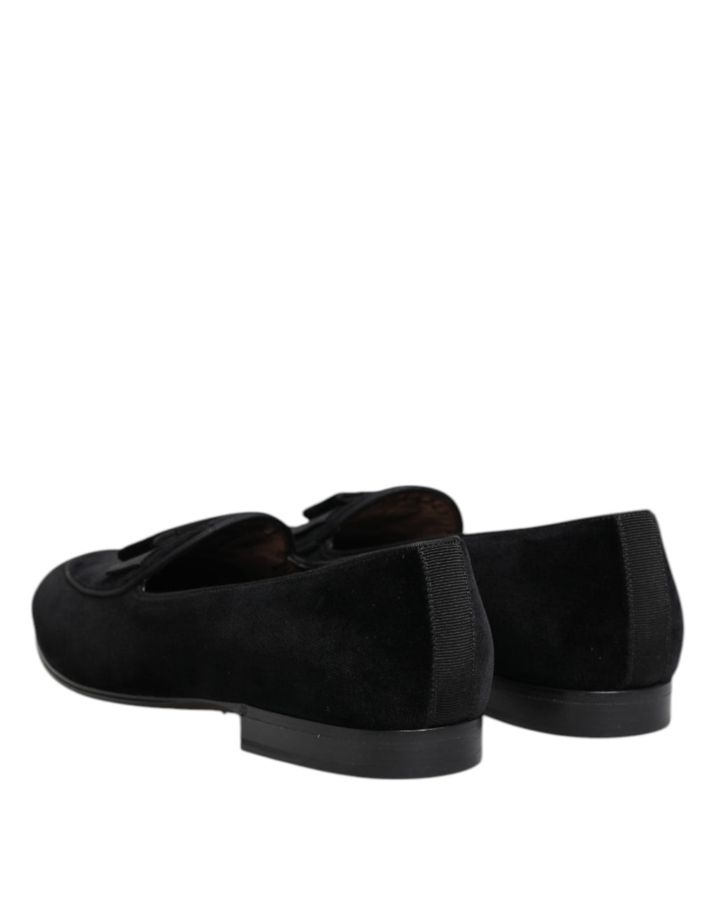 Dolce & Gabbana Black Velvet Slip On Loafers Formal Men Shoes