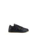 Prada Black Calf Leather Bos Taurus Low Top Sneakers
