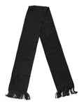 Dolce & Gabbana Black Logo Silk Fringes Neck Foulard Scarf