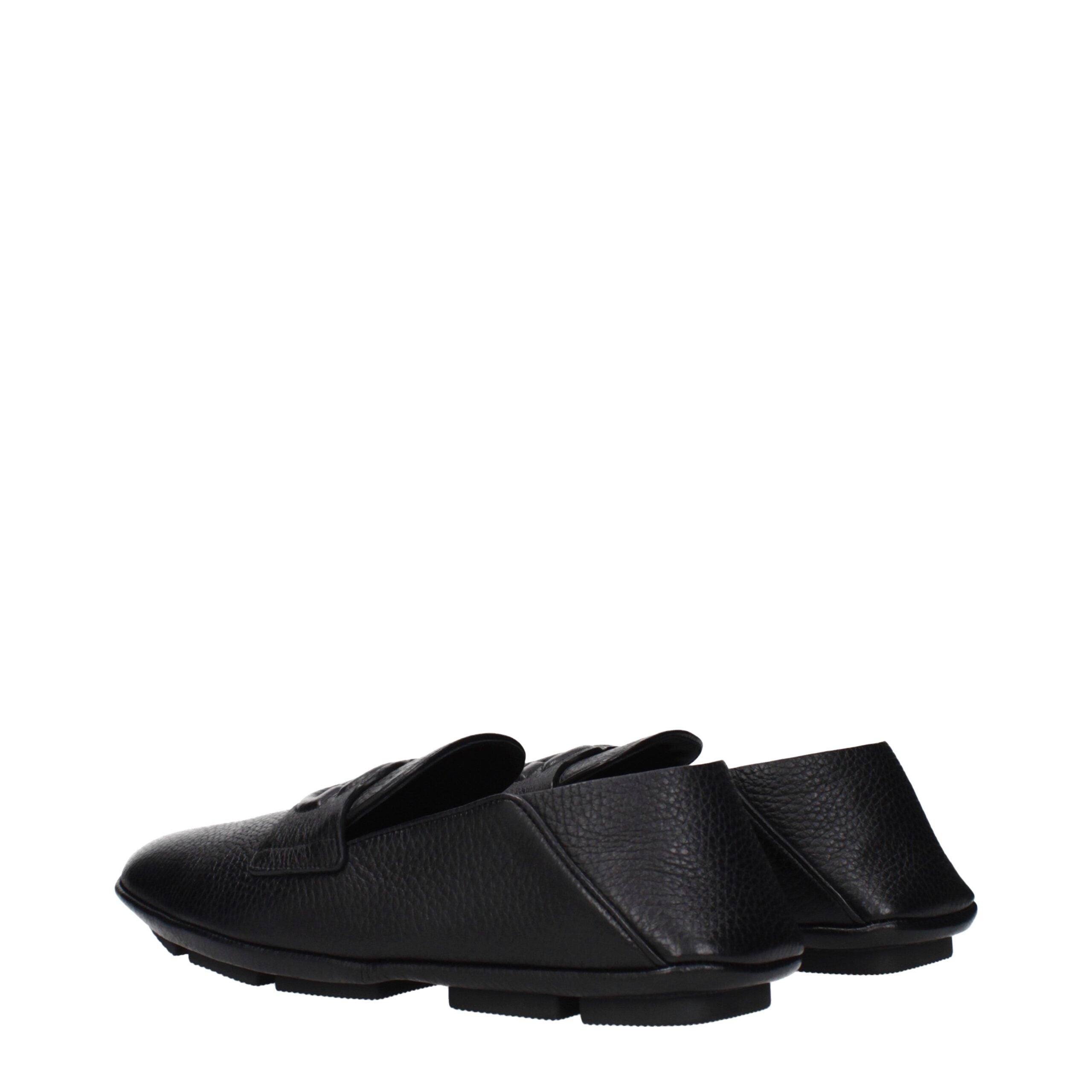 Dolce & Gabbana Black Leather Slip-On Loafers
