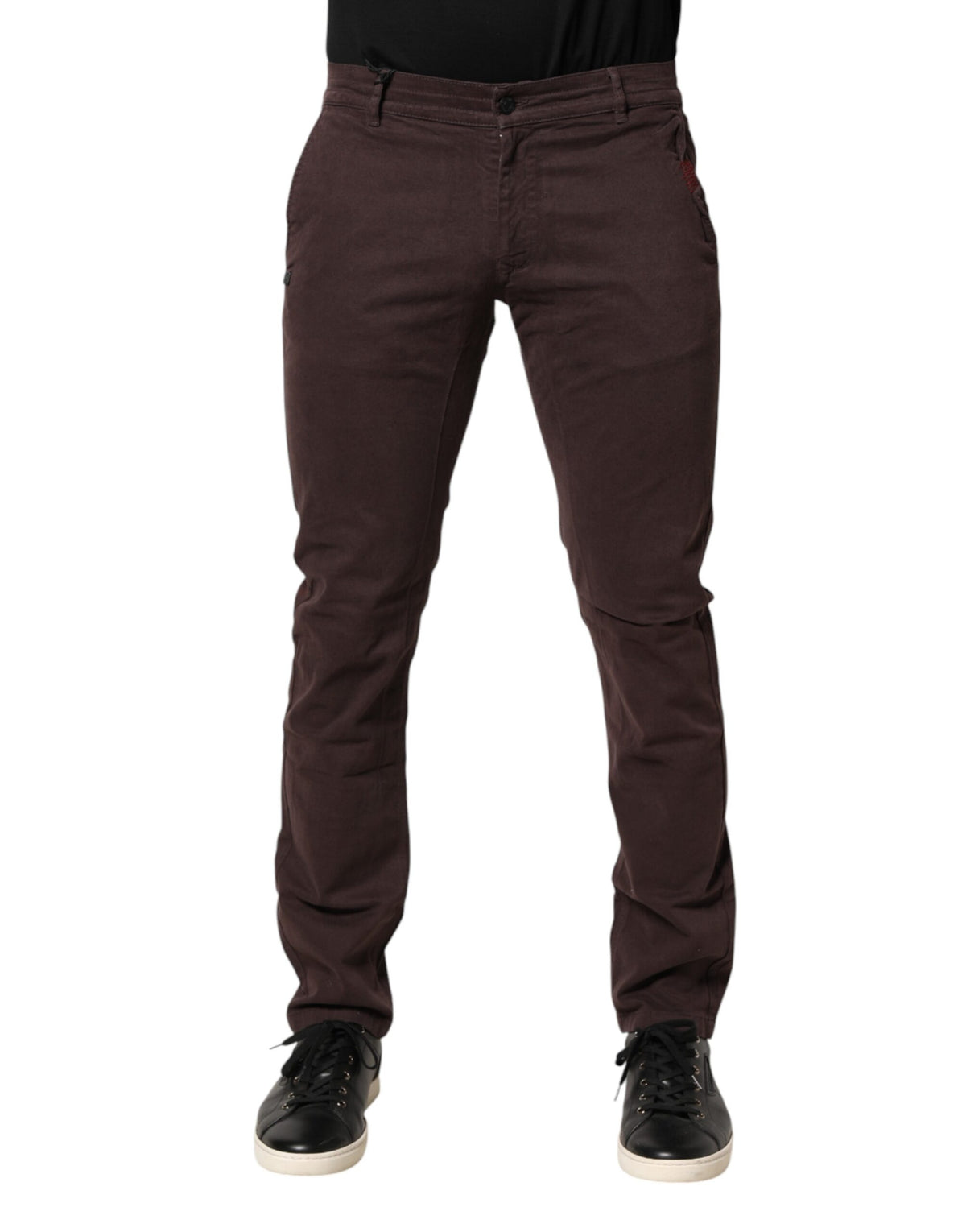Daniele Alessandrini Brown Cotton Mid Waist Skinny Men Denim  Jeans