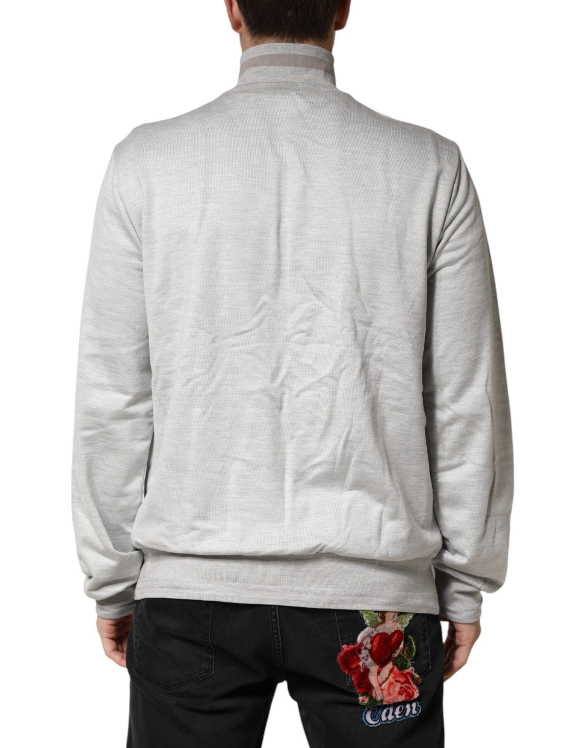 Cárdigan de algodón gris claro con cremallera Dolce & Gabbana
