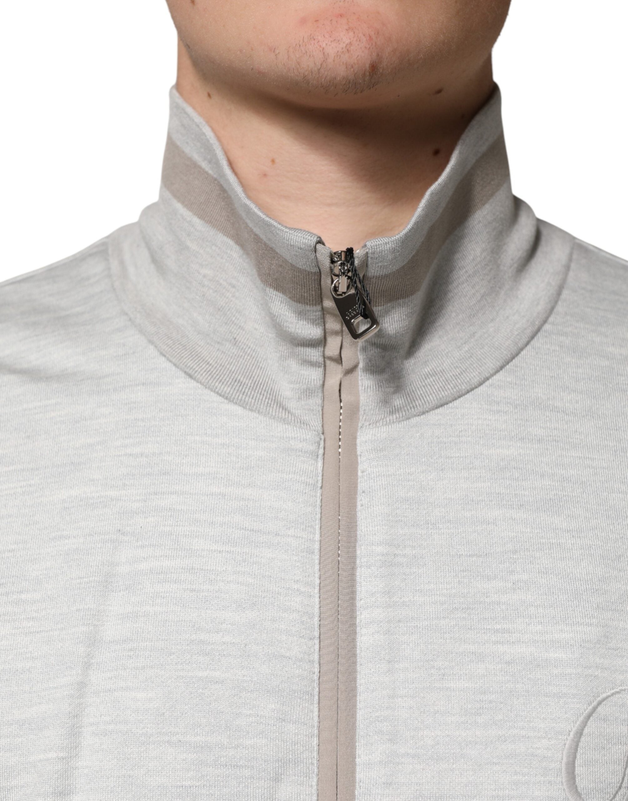 Cárdigan de algodón gris claro con cremallera Dolce & Gabbana