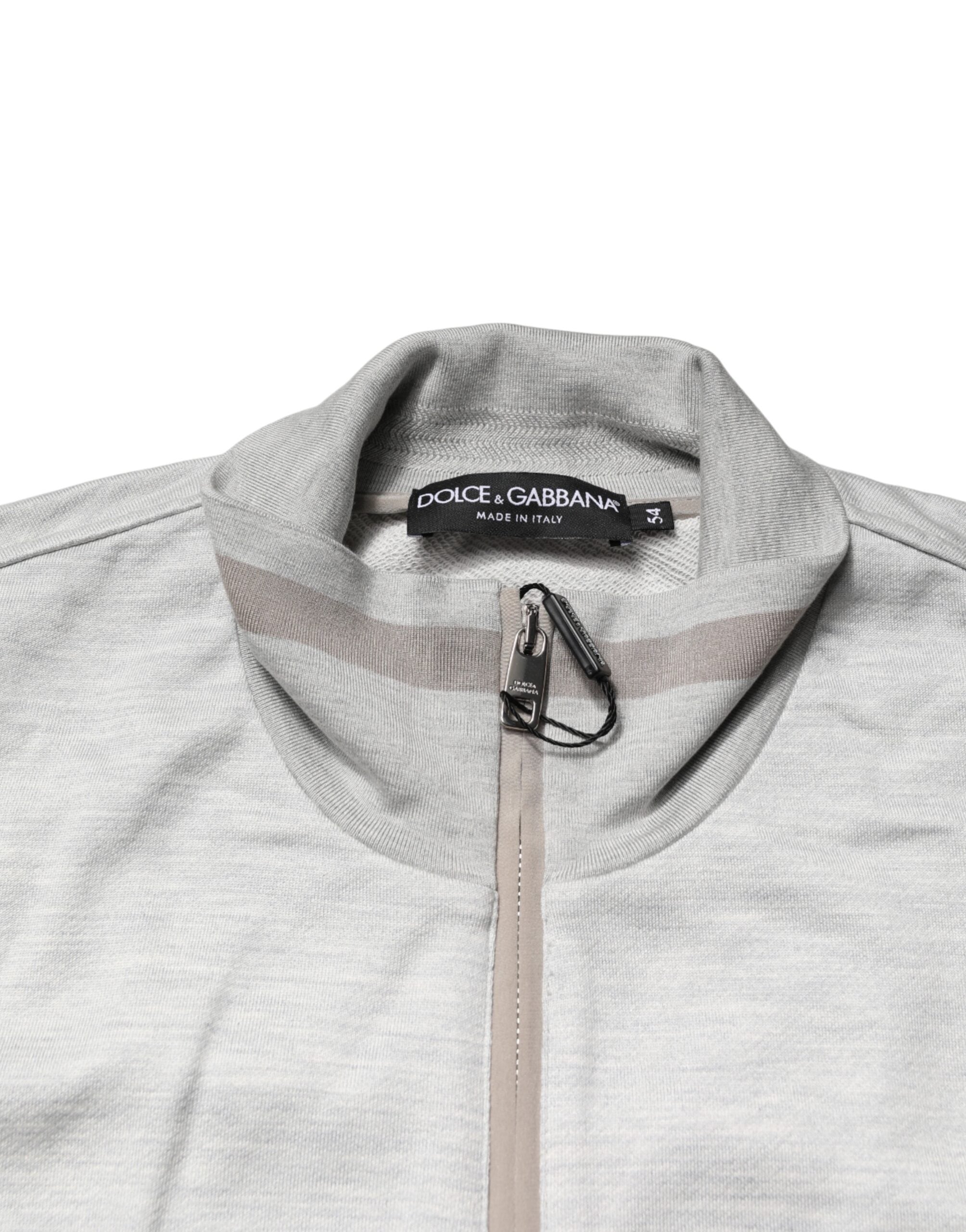 Cárdigan de algodón gris claro con cremallera Dolce & Gabbana
