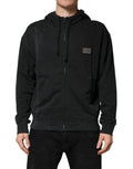 Sudadera con capucha y cremallera completa negra Dolce & Gabbana para hombre