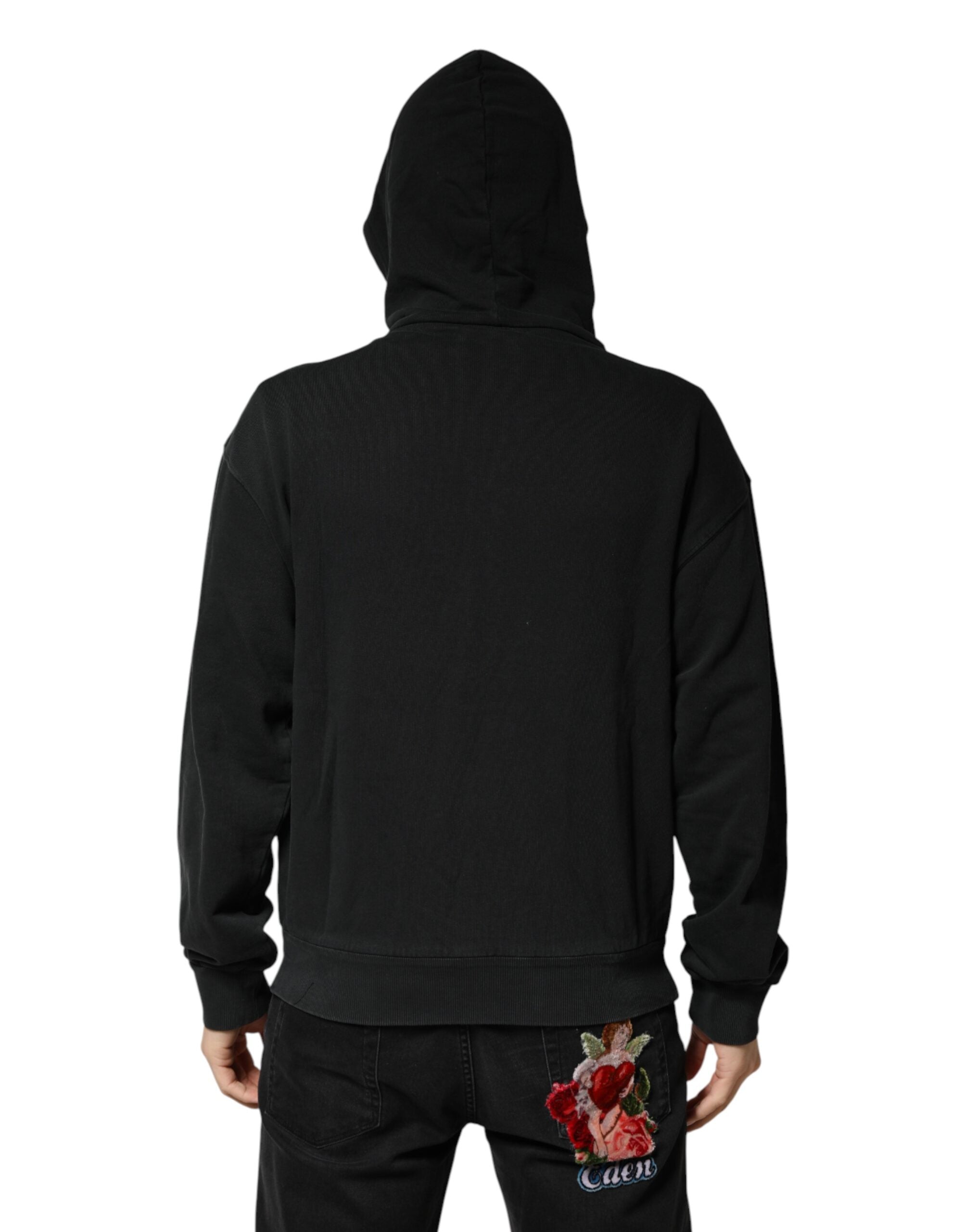 Sudadera con capucha y cremallera completa negra Dolce & Gabbana para hombre