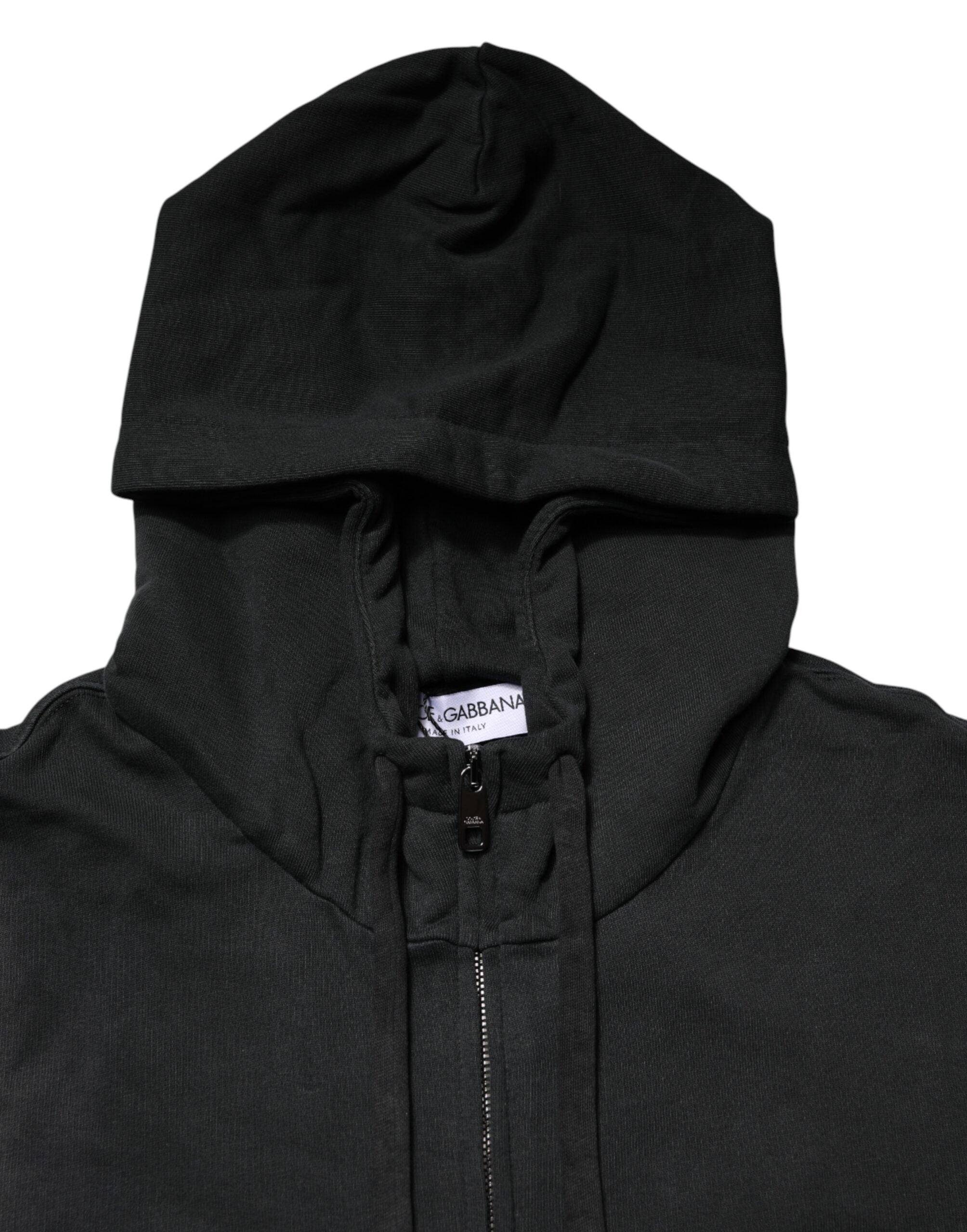 Sudadera con capucha y cremallera completa negra Dolce & Gabbana para hombre