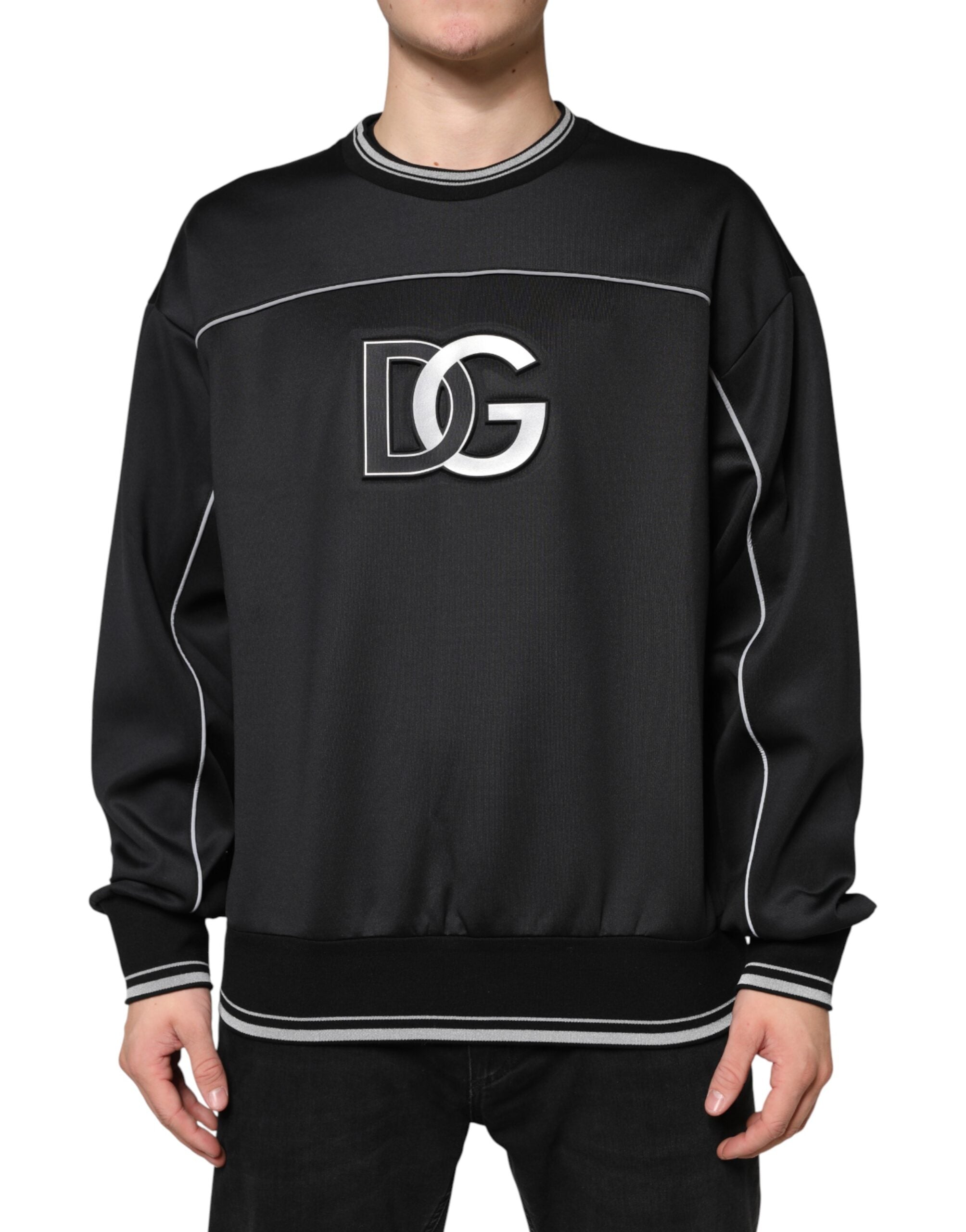 Sudadera negra de cuello redondo con el logo DG de Dolce & Gabbana