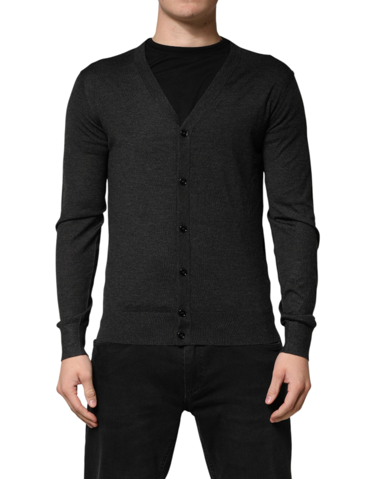 Dolce & Gabbana Black Cashmere Buttoned Men Cardigan Sweater