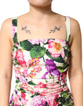 Dolce & Gabbana Multicolor Floral Ruched Silk Charmeuse Mini Dress