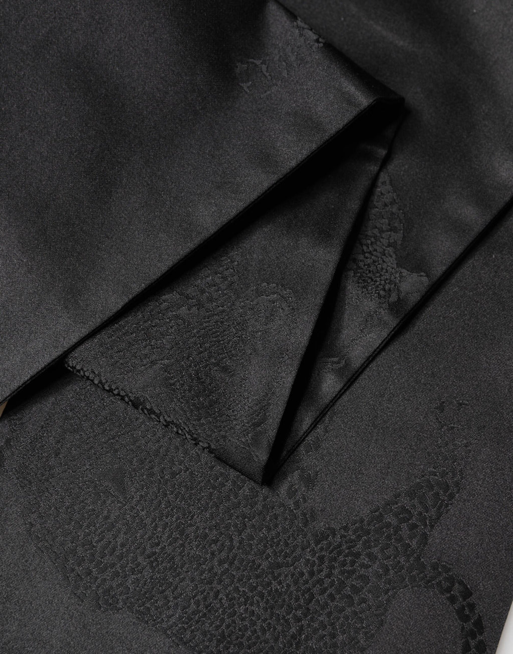 Dolce & Gabbana Black Satin Silk Fringes Neck Foulard Scarf