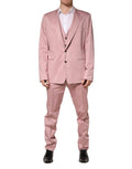 Dolce & Gabbana Pink Cotton Single Breasted 3 Piece Suit
