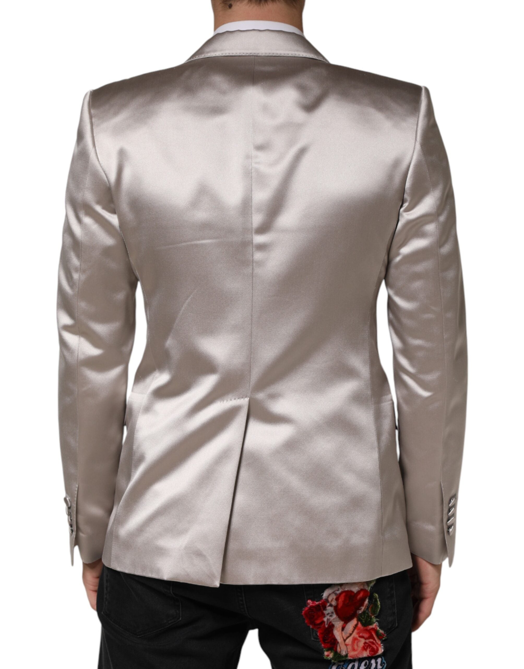 Dolce & Gabbana Silver SICILIA Single Breasted Jacket Blazer