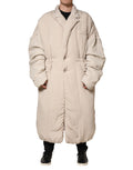 Dolce & Gabbana Beige Padded Collared Long Trench Coat Jacket