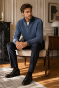 Cardigan Brunello Cucinelli bleu en cachemire