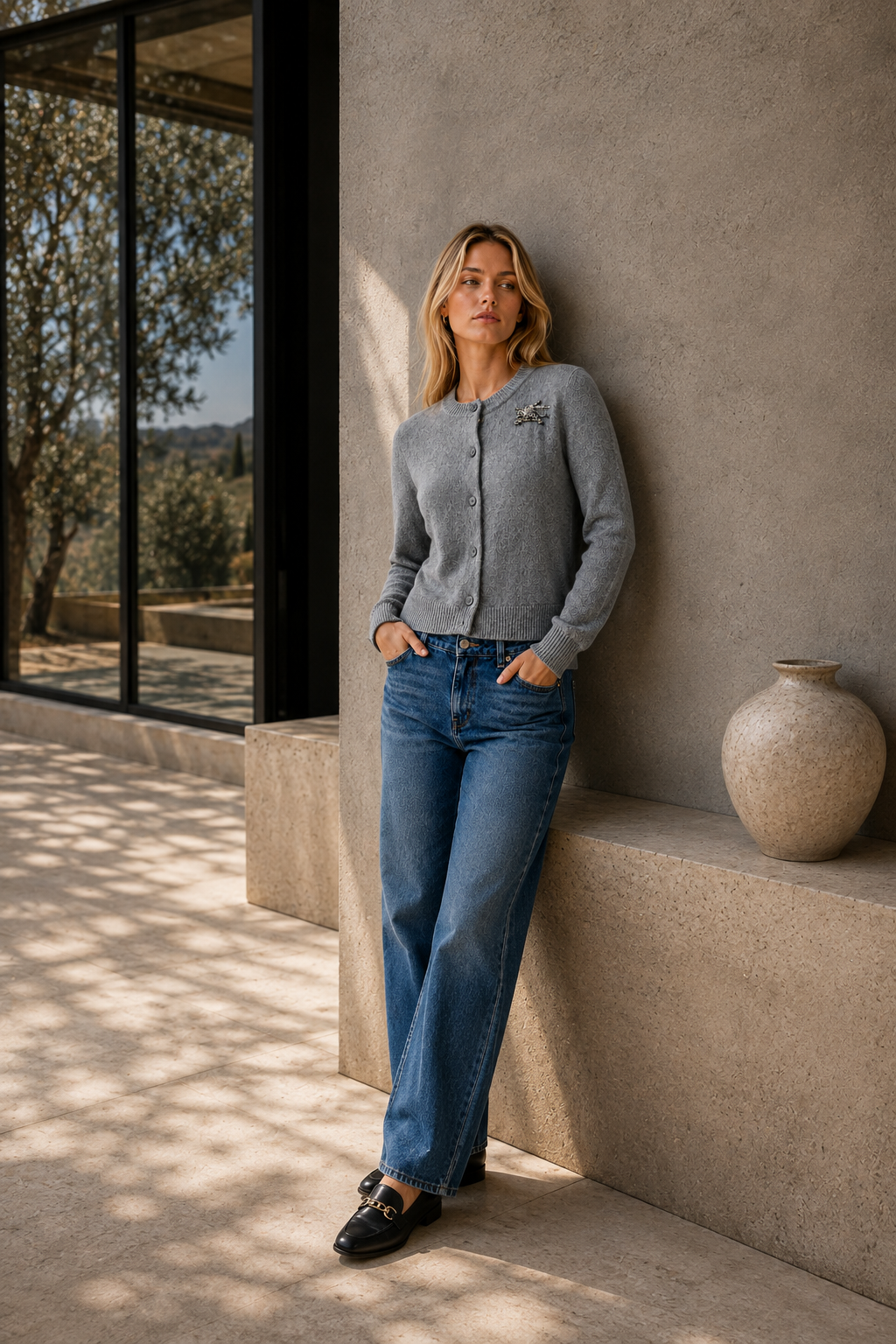 Burberry Gray Wool Oves Aries Cardigan