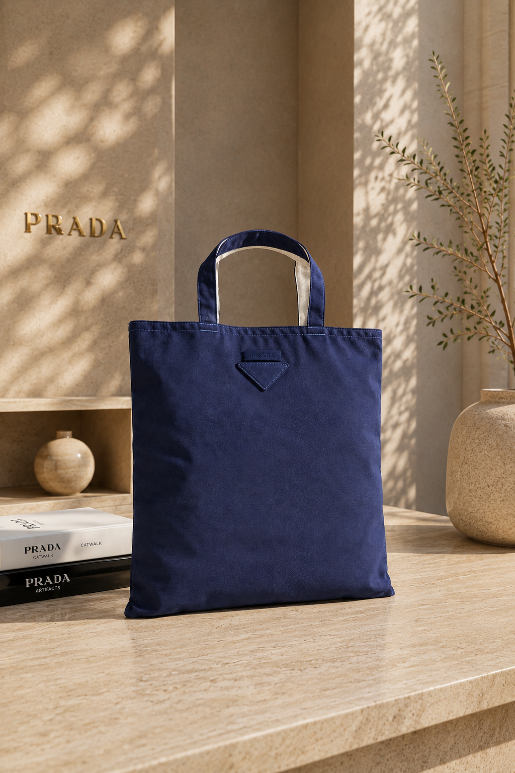 Prada Elegant Blue Tote Bag for Chic Outings